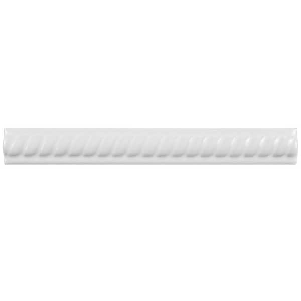 Trenza Moldura Blanco 1 in. x 7-7/8 in. Glossy Ceramic Wall Tile Trim