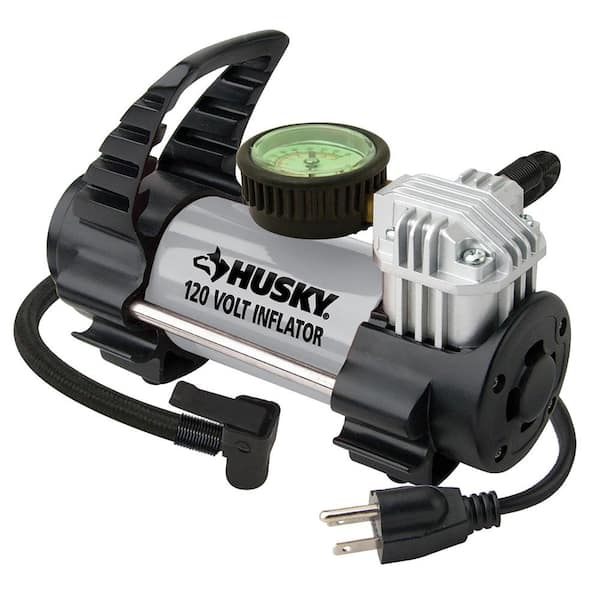 Husky ®Portable Inflator 120-Volt Car Air Compressor Electric Compact Outlet 