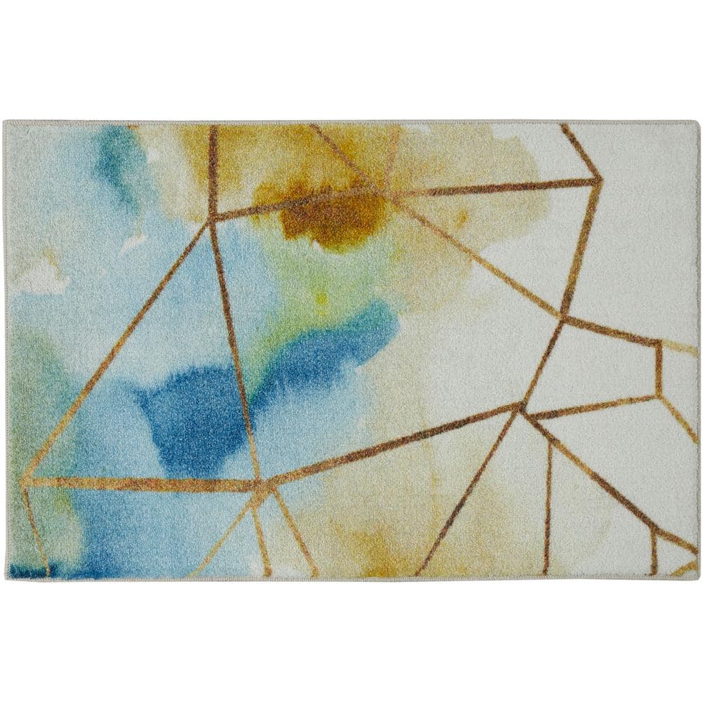 Mohawk Home Illusion Water Cream 2 ft. x 3 ft. Abstract Area Rug 104236