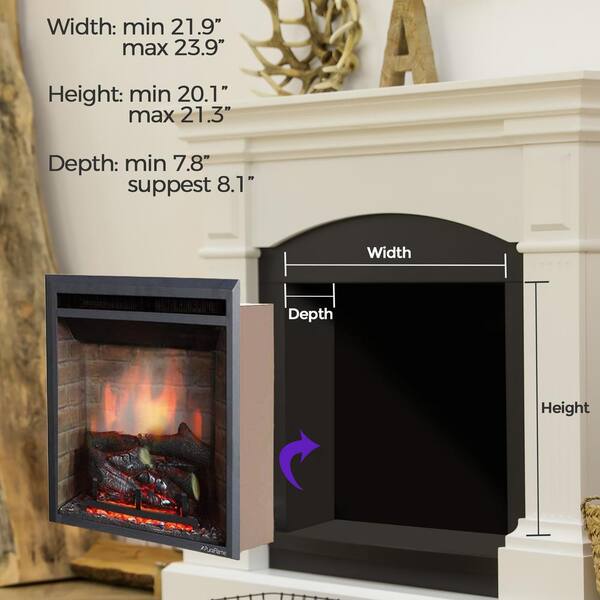 PuraFlame 23 in. W Electric Fireplace Insert with Fire Crackling Sound, 750/ 1500W, Black HM42D - The Home Depot
