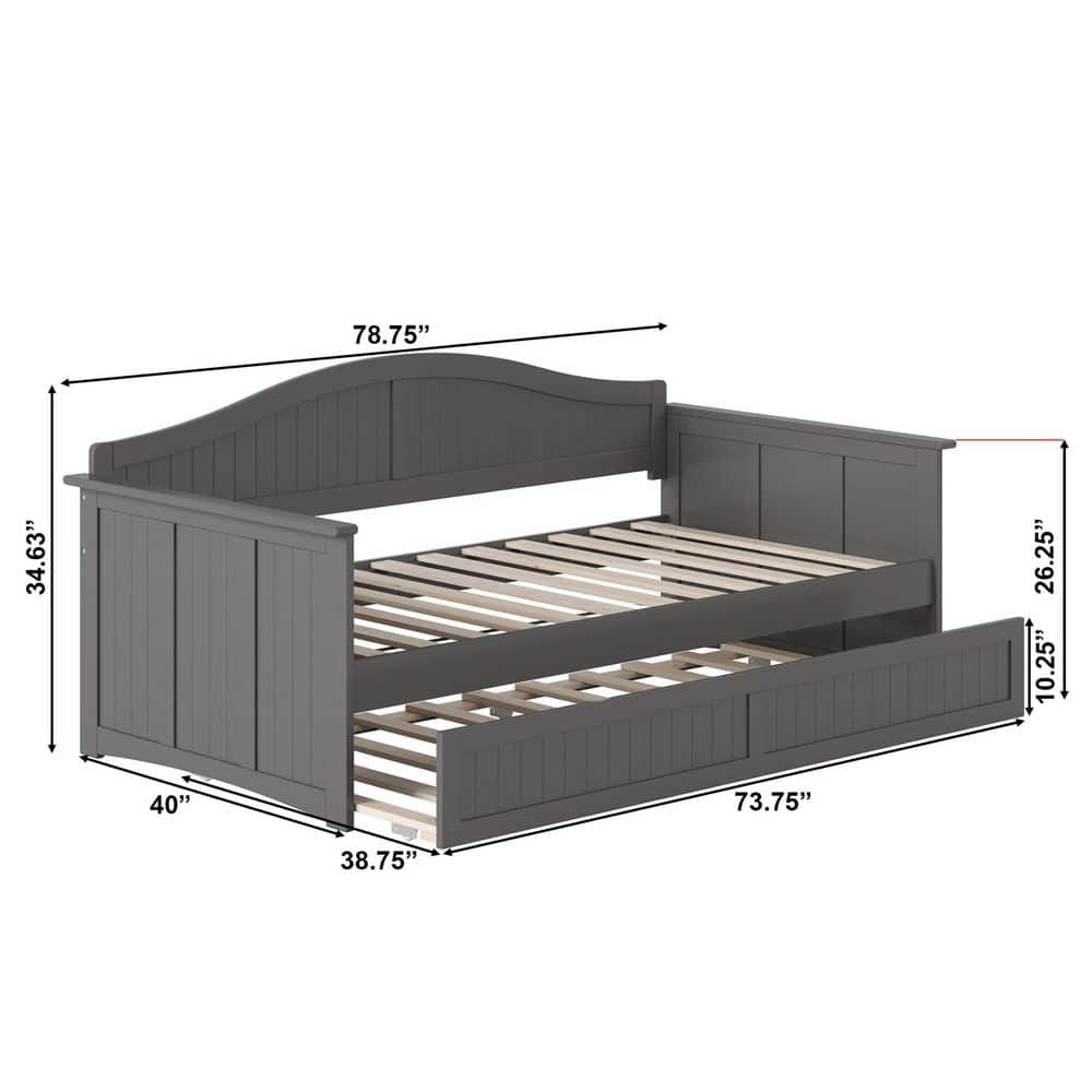 Nantucket Walnut Twin Solid Wood Daybed with Twin Trundle - thumbnail 3