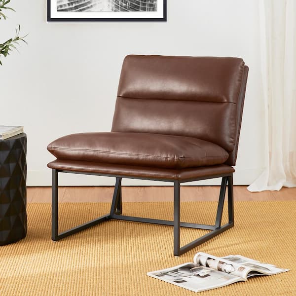 Glitzhome Modern Coffee Thick Leatherette Accent Chair