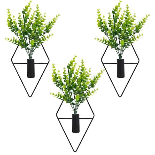 9.8 in. x 9.8 in. The Black Metal Outdoor Wall Sculpture, 3-Pack