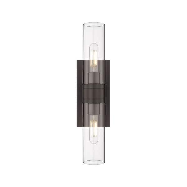 Innovations Ballston Urban 18 in. 2-Light Oiled Brass Vanity Light with Glass Shade