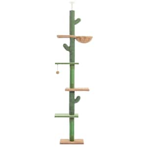 Cactus Cat Tree, Floor to Ceiling Cat Tower with Adjustable Height(95 in.- 108 in.) for Medium Cat