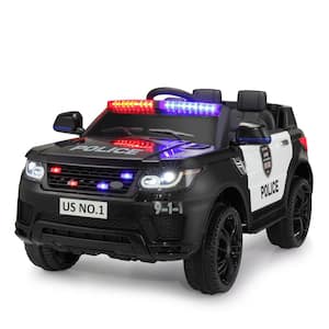 12-Volt Kid Ride on Police Car with Parental Remote Control in Black