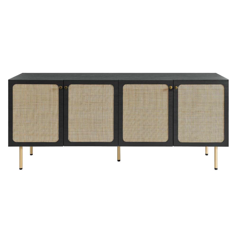 Chaucer Black Rattan Weave 69.5" Sideboard