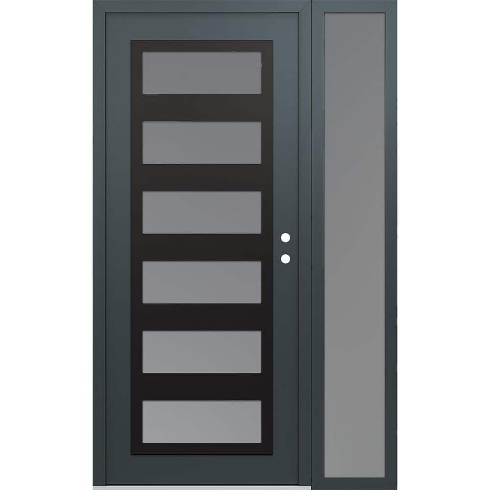 C9 50 in. x 80 in. Black P Left-Hand/Inswing Frosted Glass Anth/Anth Sidelite Steel Prehung Front Door price history on PriceWatchPro