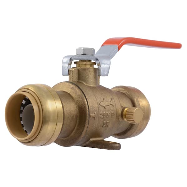 SharkBite 1 in. Push-to-Connect Brass Drop Ear Ball Valve with Drain