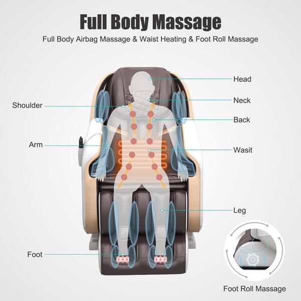 Real Relax Massage Chair, Full Body Zero Gravity SL-Track Shiatsu Massage  Recliner Chair with Heat Body Scan Bluetooth Foot Roller, Favor-06 Brown