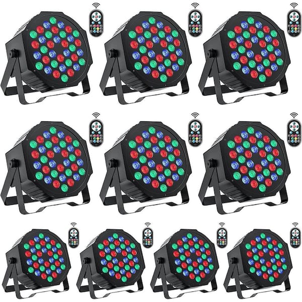 36 LED RGB 7-Channel Stage Light 0 Lumen w/ Remote Control and Integrated LED Floodlight Black DMX Controller Sound