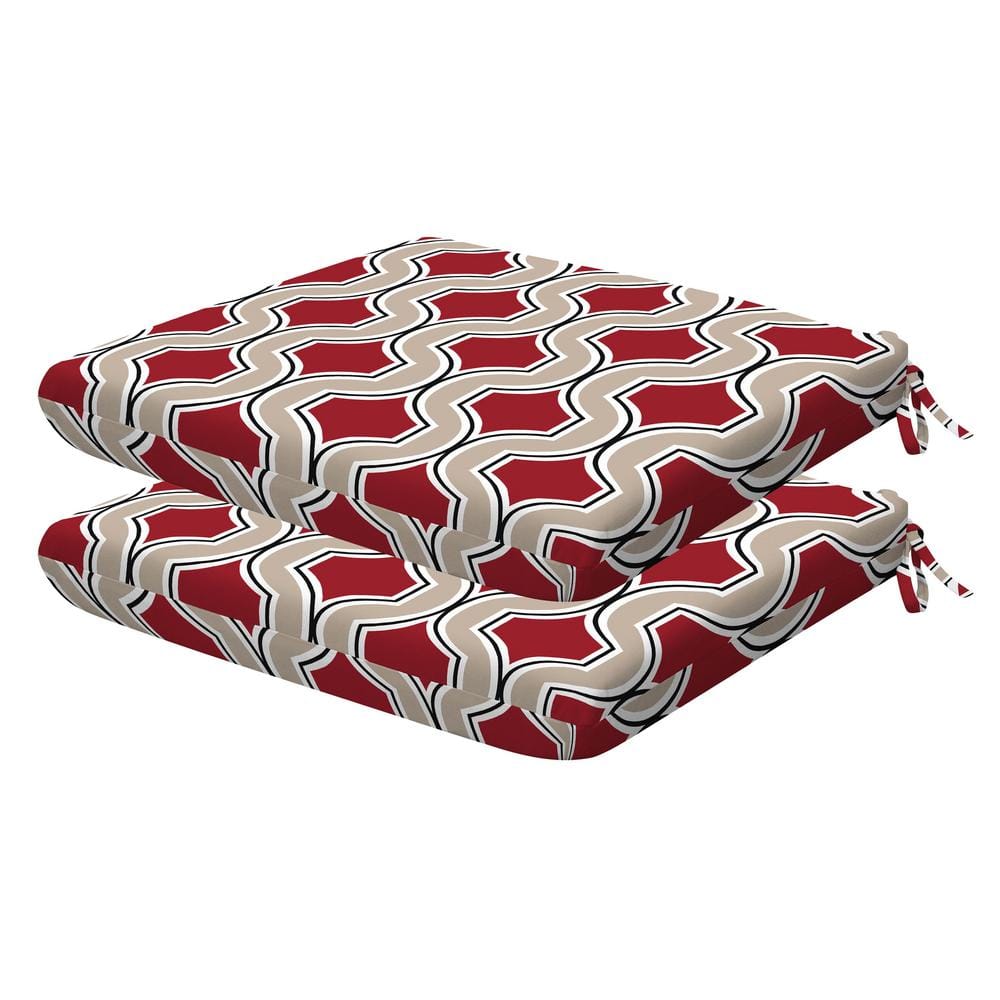 Outdoor Universal Dining Seat Cushion Soraya Scarlet Red (Set of 2)