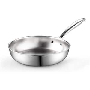 12 in. Tri-Ply All Clad 18/10 Stainless Steel Skillet Frying Pan, Dishwasher Safe, Silver