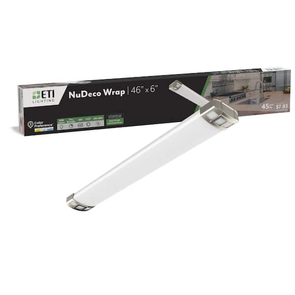 NuDeco 4 ft. x 6 in. Brushed Nickel Craftsman Style LED Wraparound Light Fixture 4500LM 60W 120V Adjustable CCT Dimmable
