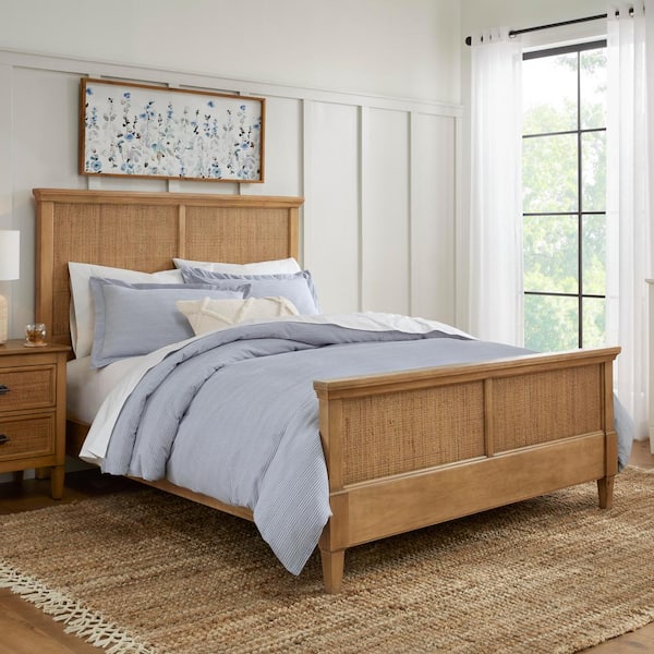 Marsden Patina Wood Finish Wooden Cane Queen Bed (65 in. W x 54 in. H)