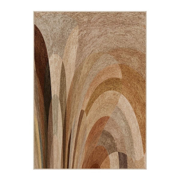 Tornado Gray/Brown 9 ft. x 12 ft. Washable Modern Abstract Area Rug