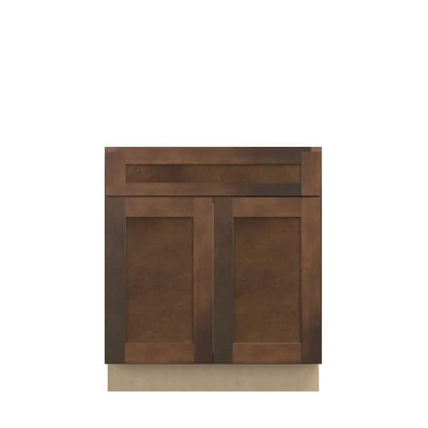 Amherst Shaker 30 in. W x 34.5 in. H x 21 in. D in Walnut Plywood Assembled Bath Base Cabinet