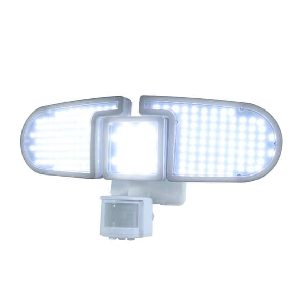 205 White Triple Head Solar Motion Activated Outdoor Integrated LED Security Flood Light