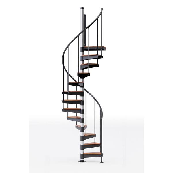 Mylen STAIRS Reroute Prime Interior 42in Diameter, Fits Height 127.5in - 142.5in, 1 36in Tall Platform Rail Spiral Staircase Kit