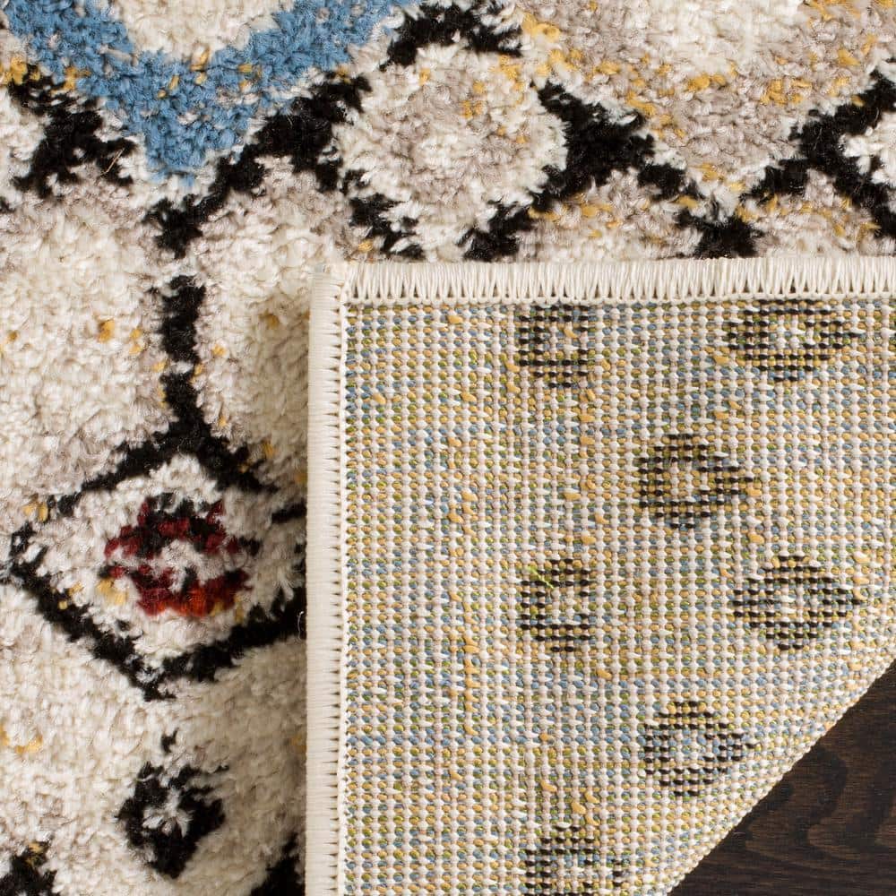 Ivory Multi Geometric 4' x 6' Easy-Care Synthetic Area Rug