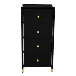 11.81 in. W x 18.11 in. D x 38.86 in. H 4-Drawer Luxury Dresser in Black