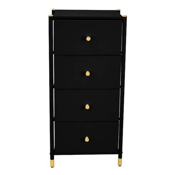SIMPLIFY 11.81 in. W x 18.11 in. D x 38.86 in. H 4-Drawer Luxury Dresser in Black