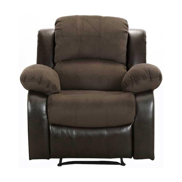 EVERGLADE HOME Bianca Brown 2-Tone Polyester and Faux Leather Upholstered Reclining Chair