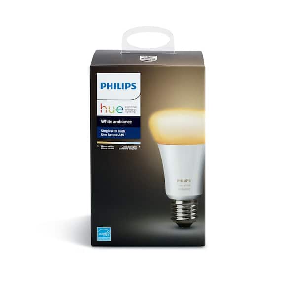 Philips Hue White Ambiance A19 60W Equivalent Dimmable LED Smart Bulb 