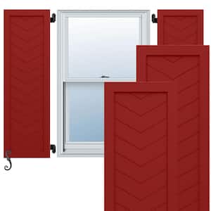 EnduraCore Single Panel Chevron Modern Style 15-in W x 42-in H Raised Panel Composite Shutters Pair in Fire Red