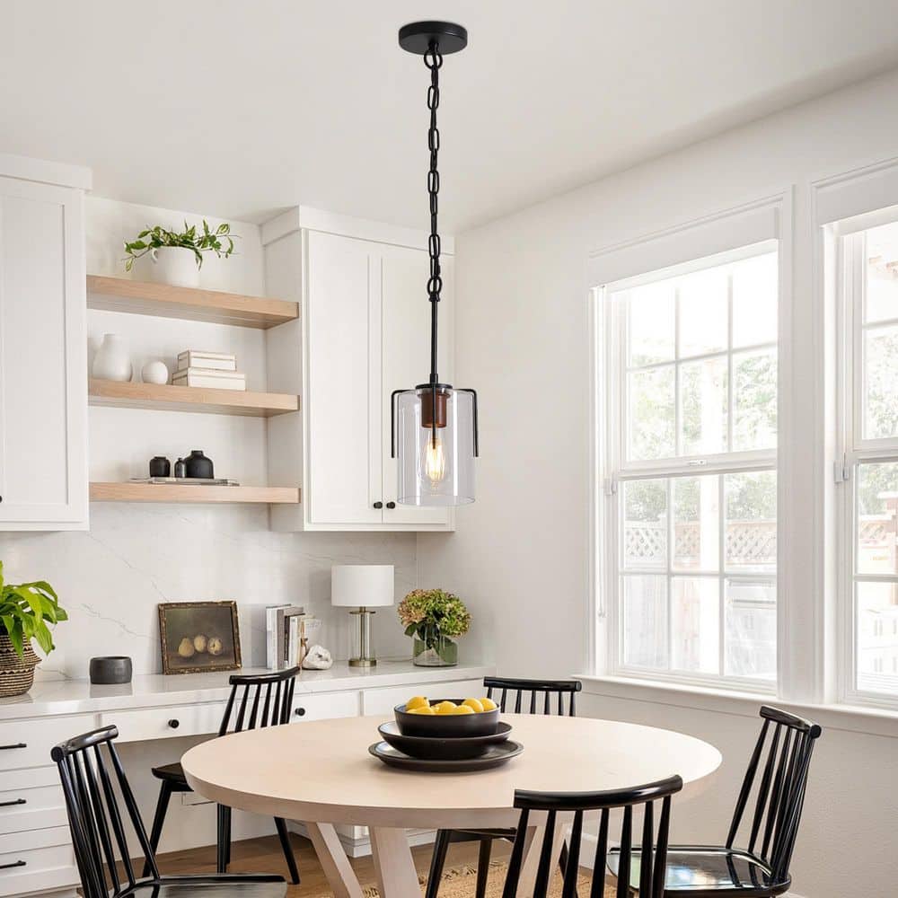 Rerhill 1-Light Matte Black Pendant Design Cylinder Rustic Linear Chandelier for Kitchen Island with No Bulbs Included price history on PriceWatchPro