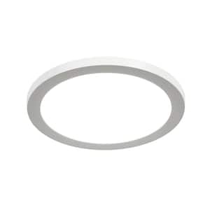 8.9 in. 18-Watt White Integrated LED Flat Panel Light Round Dimmable Flush Mount with Color Change 5CCT
