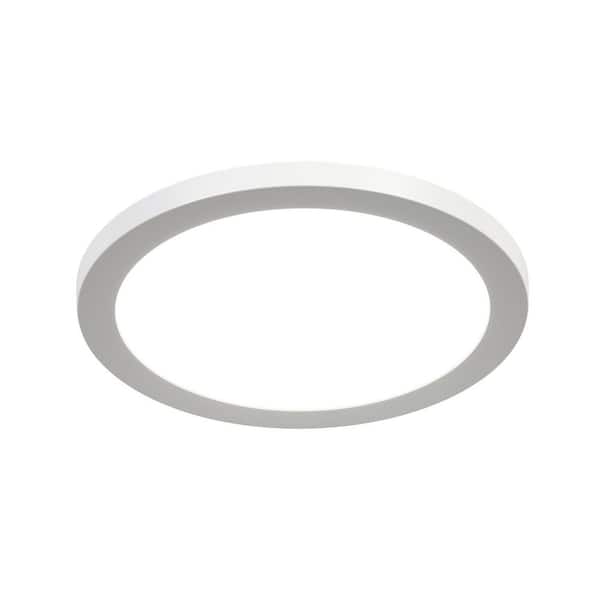 8.9 in. 18-Watt White Integrated LED Flat Panel Light Round Dimmable Flush Mount with Color Change 5CCT