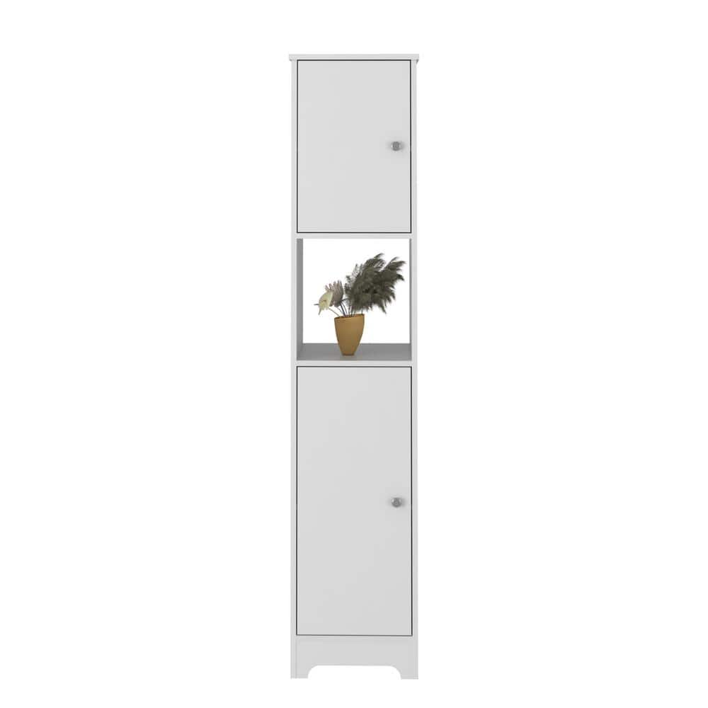 14.3 in. W x 16 in. D x 67.8 in. H White Linen Cabinet with 4-Interior Shel