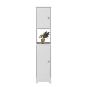 14.3 in. W x 16 in. D x 67.8 in. H White Linen Cabinet with 4-Interior Shelves