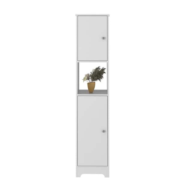 Unbranded 14.3 in. W x 16 in. D x 67.8 in. H White Linen Cabinet with 4-Interior Shelves