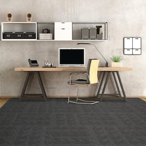 First Impressions Black Commercial 24 in. x 24 Peel and Stick Carpet Tile (15 Tiles/Case) 60 sq. ft.