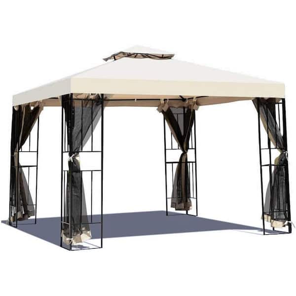 Tatayosi 10 ft. x 10 ft. Terrace Outdoor Gazebo with Mosquito Nets and Curtains