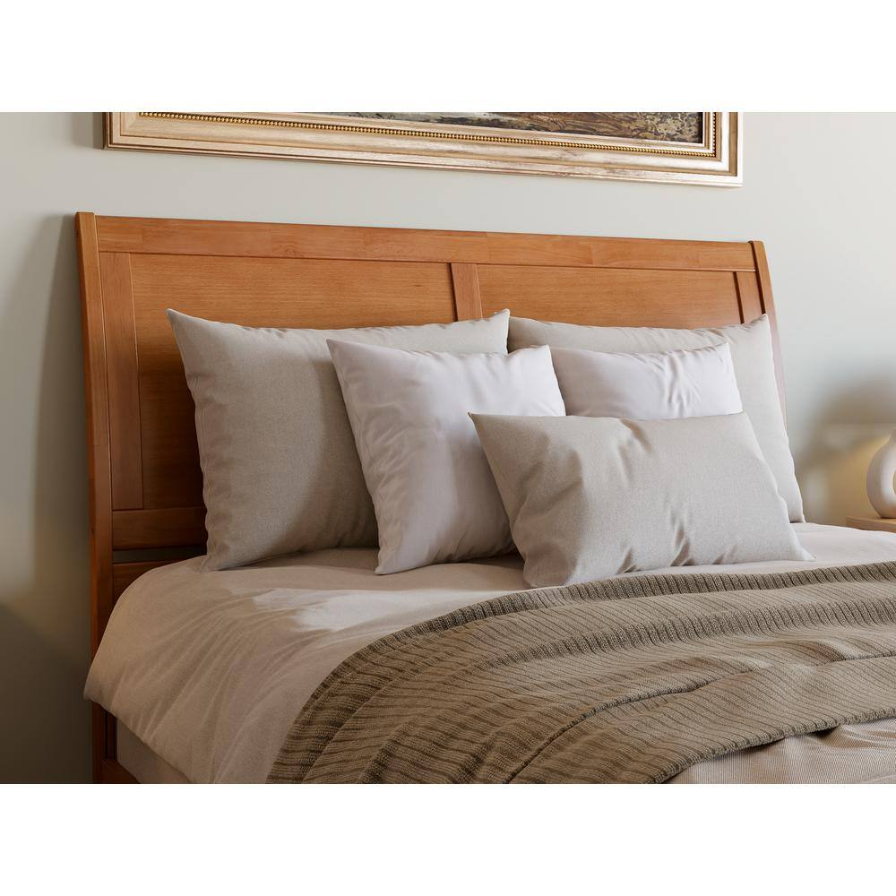 Portland Light Toffee Queen Wood Platform Bed with Headboard