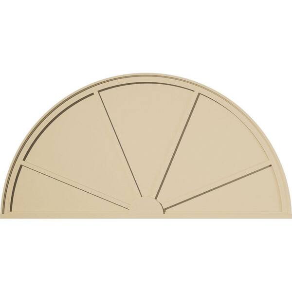 66 in. W x 33 in. H x 2 in. P Half Round 4 Spoke Signature Urethane Pediment, Primed Tan