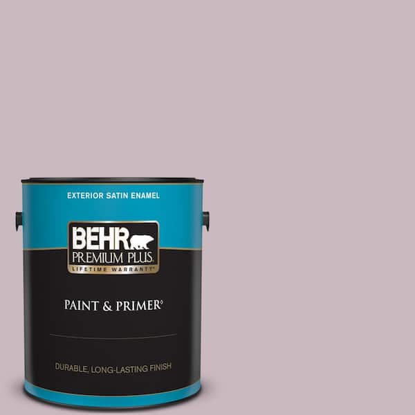 BEHR PREMIUM PLUS 1 gal. #690E-3 Iris Pink Satin Enamel Exterior Paint & Primer