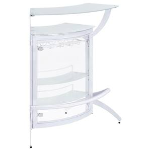 Dallas White and Frosted Glass 2-shelf Home Bar