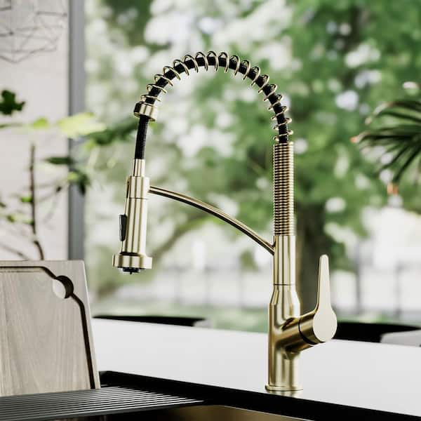 Scottsdale Single Handle Pull Down Sprayer Kitchen Faucet in Spot-Free Brushed Gold