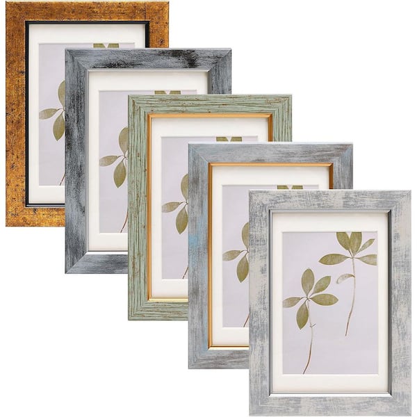 Vintage 4 x 6 Mix Color Polystyrene Picture Frame Set of 5