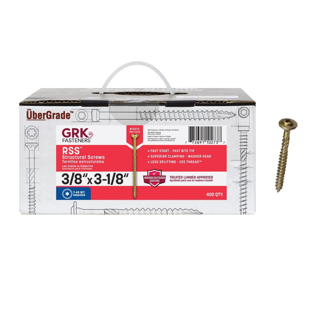 3/8 in. x 3 - 1/8 in. Star Drive Low Profile Washer Head RSS Structural Alternative Lag Screws (400-Pack) price history on PriceWatchPro