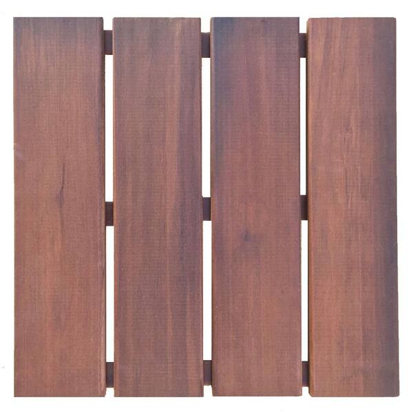 Unbranded Floor-To-Go 1 ft. x 1 ft. Non-Slip Thermo-Treated Wood Deck Tile in Brown
