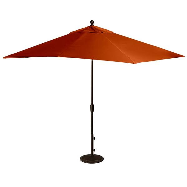 Island Umbrella Caspian 8 ft. x 10 ft. Rectangular Market Push-Button Tilt Patio Umbrella in Terra Cotta Sunbrella Acrylic