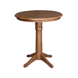 30 in. Bourbon Oak Round Pedestal Counter Height Dining Table