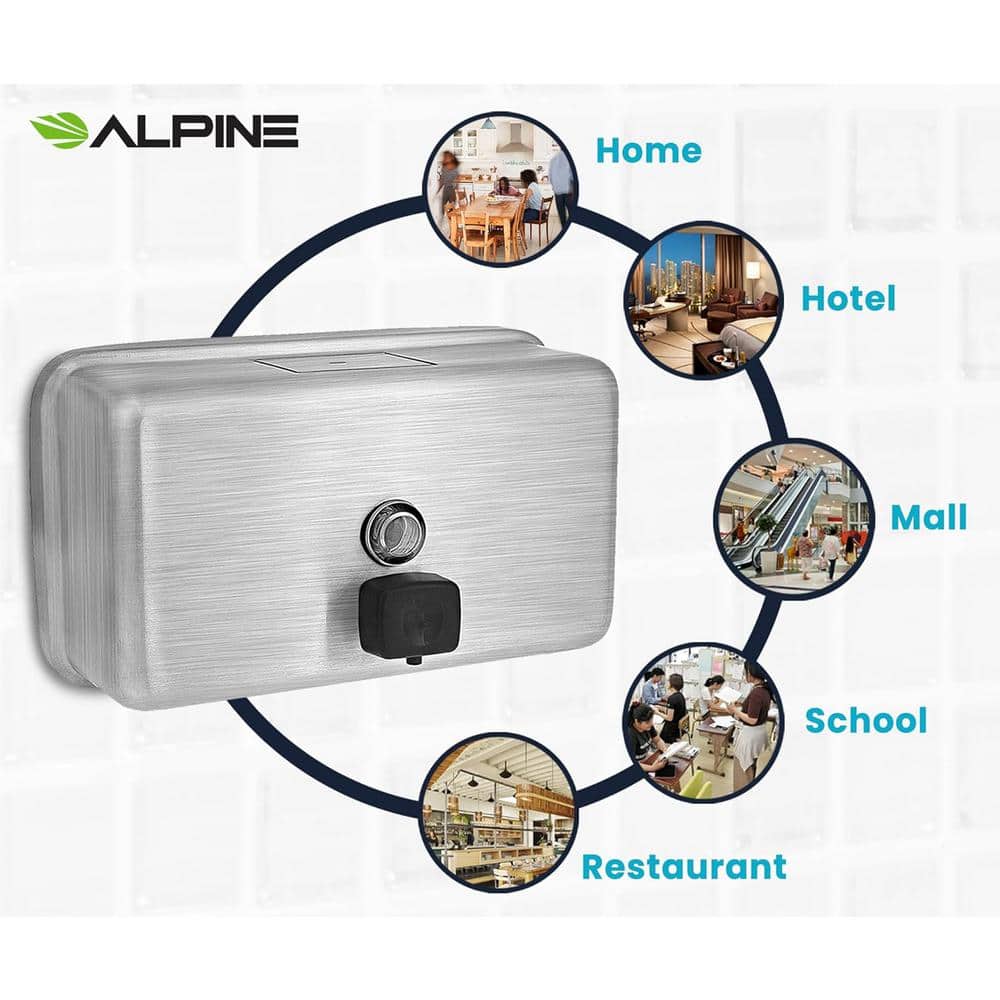 Stainless Steel Horizontal Wall-Mounted Soap Dispenser 1200 mL