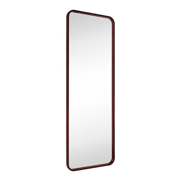 TEHOME Yorkshire 22 in. W x 65 in. H Rounded Rectangular Wood Framed Wall Mounted Bathroom Vanity Mirror in Walnut