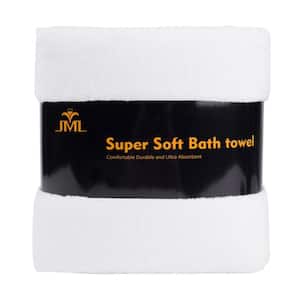 White 350 GSM Polyester Fleece Bath Towel (Set of 2)